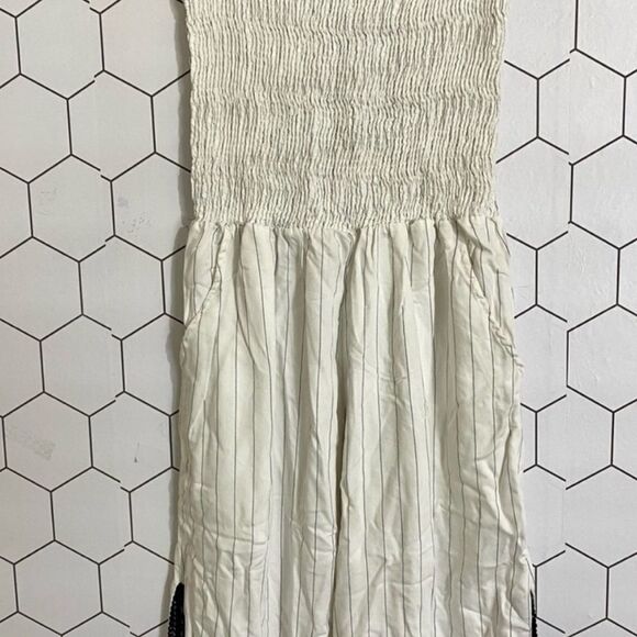 Peixoto Harriet White & Black Pinstripe Wide Leg Strapless Jumpsuit NEW SZ LG - Picture 3 of 9